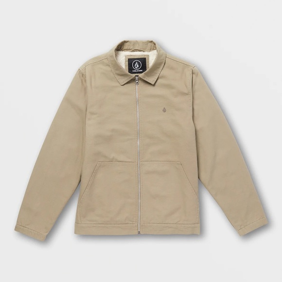 Mens Volcom PALM DRIVE JACKET with faux fur lining- KHAKI, Size M - Picture 2 of 11